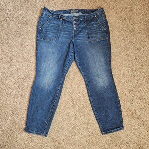 Torrid Jeans Mid Rise Skinny Womens 22R Blue Denim Vintage Stretch Button Fly